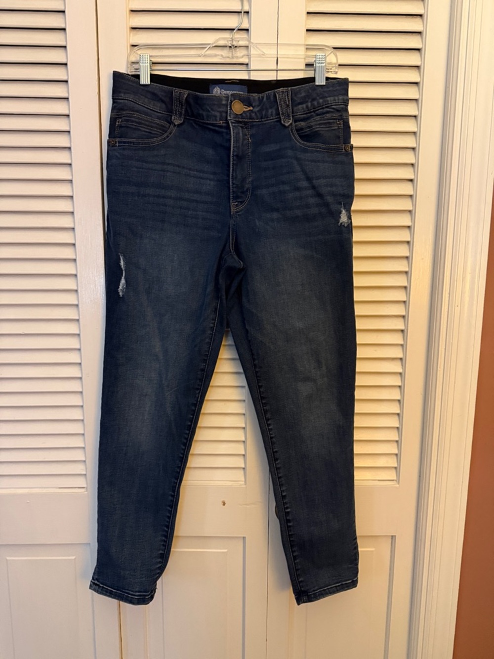 Democracy Dark Blue Skinny Jeans with Light Distressing